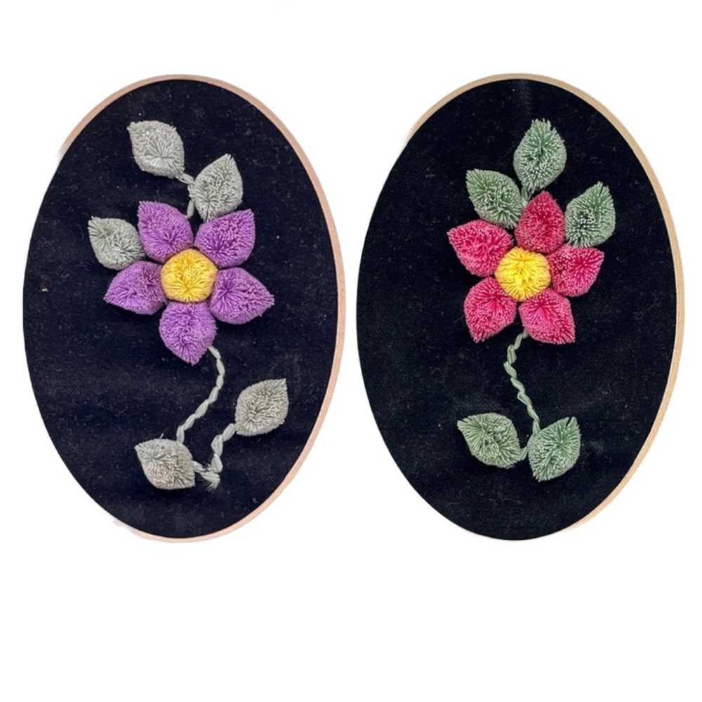 Moose Hair Tufting x 2 Vintage and Rare 1970’s  Two Tuftings Ready for Framing